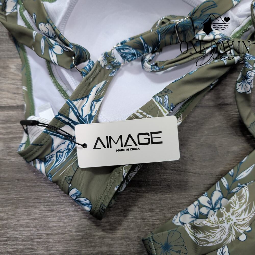 Aimage High Waist Drawstring Bikini Swimsuit Size XL - Picture 4 of 5